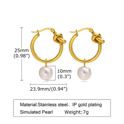 1 Pair Retro Geometric 201 Stainless Steel Gold Plated Drop Earrings