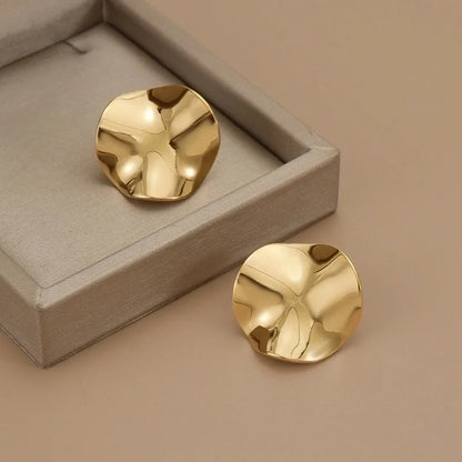 1 Pair Minimalist Heart Shape Polishing Plating Stainless Steel 18K Gold Plated Ear Studs