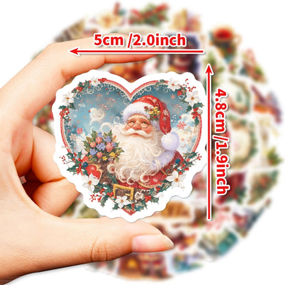 50 PCS/Package Santa Claus Learning School Christmas PVC Cute Stickers