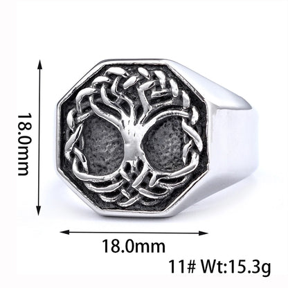 Punk Tree Skull 304 Stainless Steel Plating Halloween Men'S Rings
