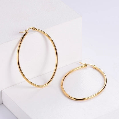 1 Pair Fashion Round Plating 304 Stainless Steel 18K Gold Plated Hoop Earrings