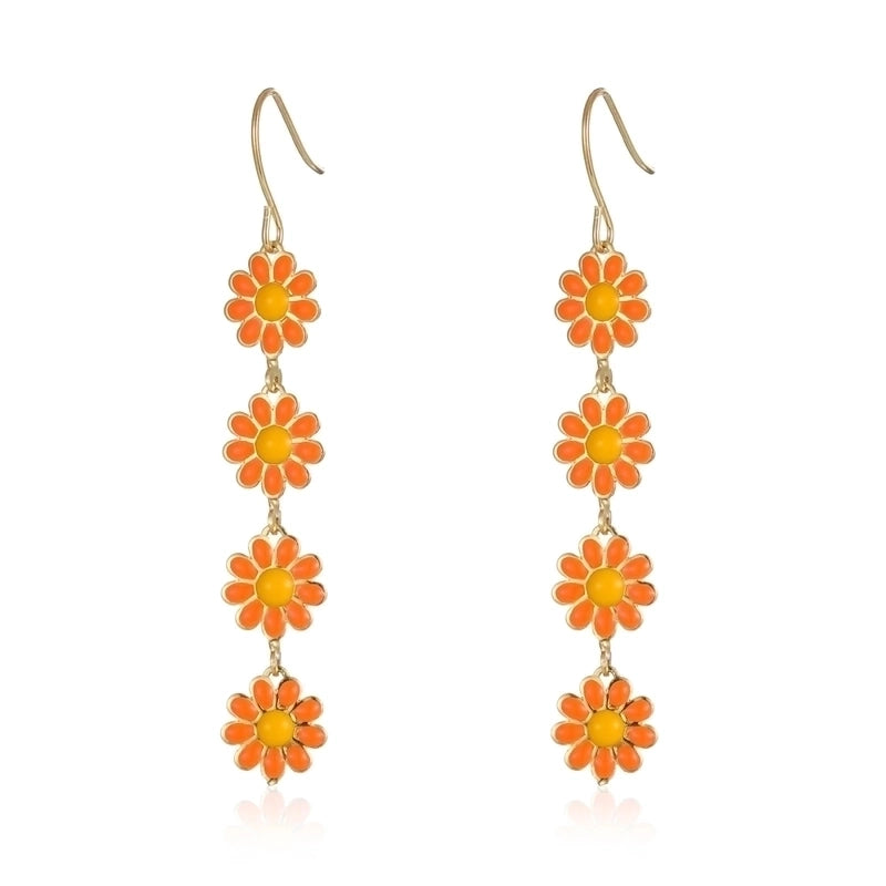 1 Pair Pastoral Daisy Copper Gold Plated Dangling Earrings