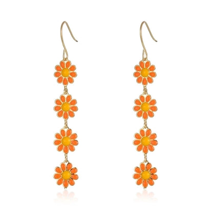 1 Pair Pastoral Daisy Copper Gold Plated Dangling Earrings