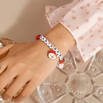 Cute Minimalist Santa Claus Artificial Pearl Beaded Bracelets Christmas