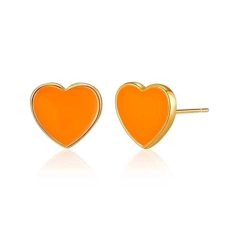 1 Pair Retro Sweet Triangle Devil\'s Eye Heart Shape Enamel Plating Inlay Copper Zircon 18k Gold Plated Ear Studs