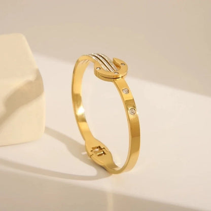 Retro Exaggerated Classic Style Cross Snake 304 Stainless Steel 18K Gold Plated Bangle In Bulk