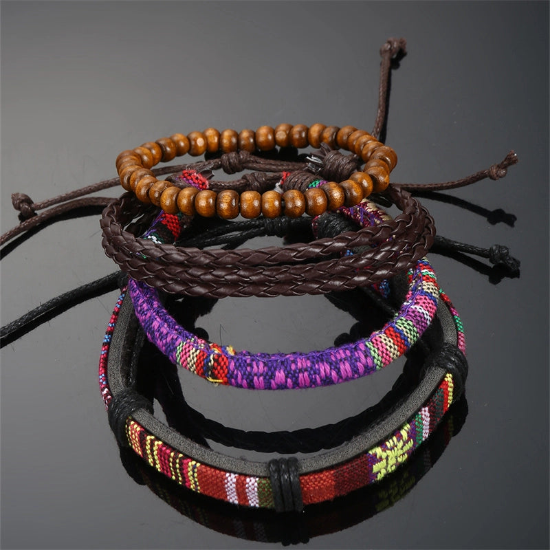 Casual Punk Cool Style Leaf Skull Pu Leather Alloy Halloween Men's Bracelets