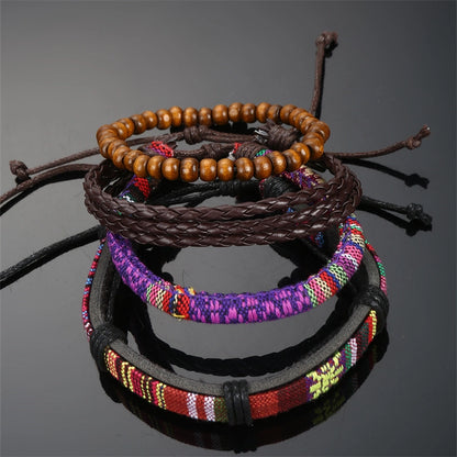 Casual Punk Cool Style Leaf Skull Pu Leather Alloy Halloween Men's Bracelets
