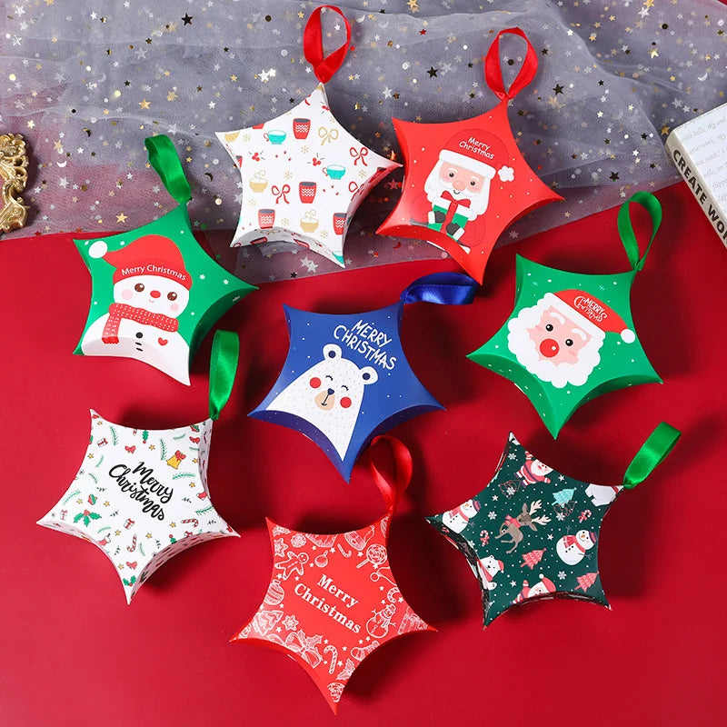 10 Pieces Christmas Candy Packaging Box Christmas Gift Box Pentagonal Gift Packaging Box