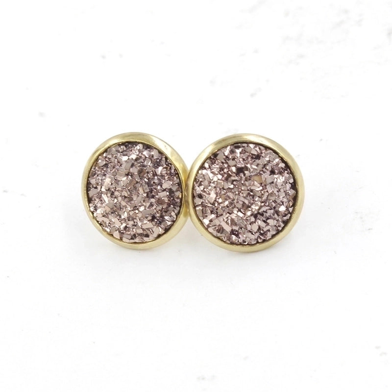 1 Pair IG Style Minimalist Round Plating Stainless Steel Resin 18K Gold Plated Ear Studs