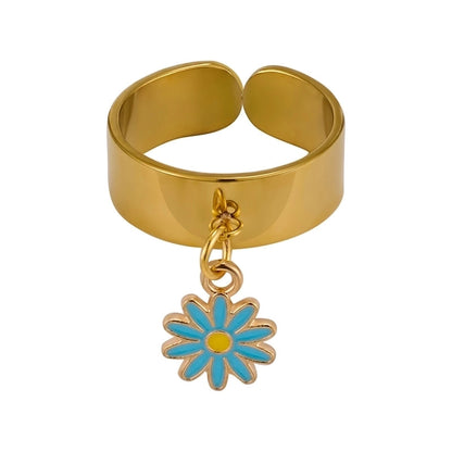 Elegant Retro Solid Color 304 Stainless Steel Enamel Open Rings