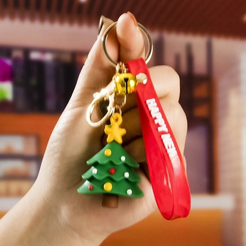 Fashion Christmas Tree Letter Soft Glue Patchwork Christmas Women'S Keychain