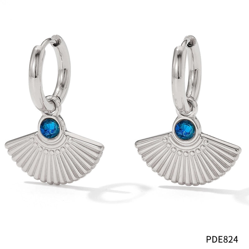 1 Pair Retro Sector Plating Inlay 304 Stainless Steel Zircon 16K Gold Plated White Gold Plated Gold Plated Earrings