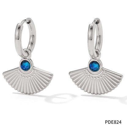 1 Pair Retro Sector Plating Inlay 304 Stainless Steel Zircon 16K Gold Plated White Gold Plated Gold Plated Earrings