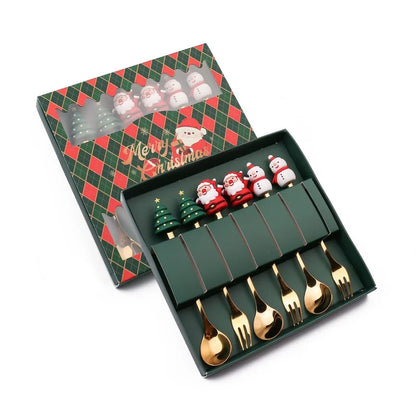 Christmas Cute Christmas Tree Santa Claus Star 304 Stainless Steel PVC Tableware 1 Piece