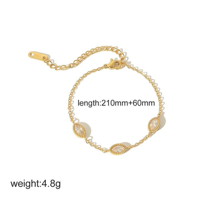 Minimalist Classic Style Solid Color 304 Stainless Steel Zircon 18K Gold Plated Plating Bracelets Anklet