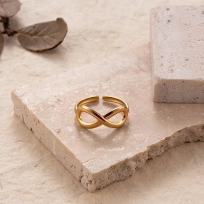 Modern Style Cross Infinity Moon Stainless Steel Plating 18k Gold Plated Open Ring