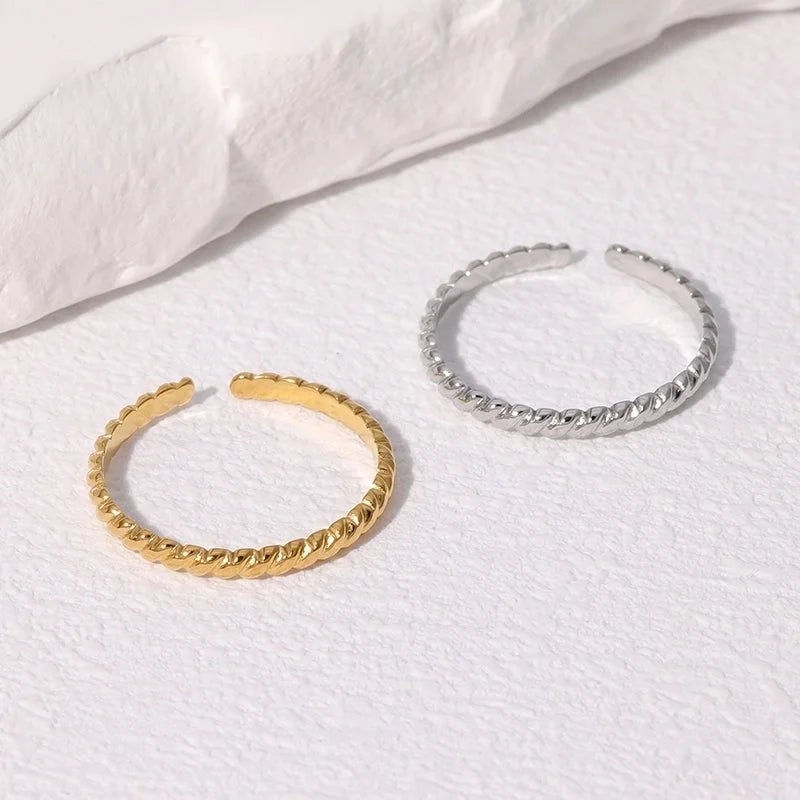 IG Style Modern Style Minimalist Geometric 304 Stainless Steel 18K Gold Plated Open Rings