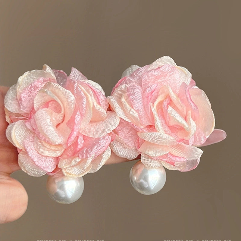 1 Pair IG Style Minimalist U Shape Geometric Flower Inlay Imitation Pearl Artificial Pearls Rhinestones Drop Earrings Ear Studs