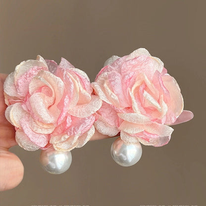 1 Pair IG Style Minimalist U Shape Geometric Flower Inlay Imitation Pearl Artificial Pearls Rhinestones Drop Earrings Ear Studs