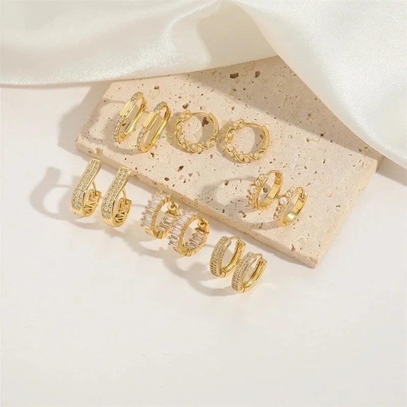 1 Pair Elegant Minimalist Commute Solid Color Plating Inlay Copper Zircon 14K Gold Plated Earrings