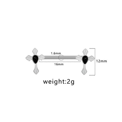 1 Piece Nipple Rings & Studs Punk Cross Heart Shape Spider Web Alloy Rhinestone Titanium Steel Epoxy Resin Glass White Gold Plated Gold Plated