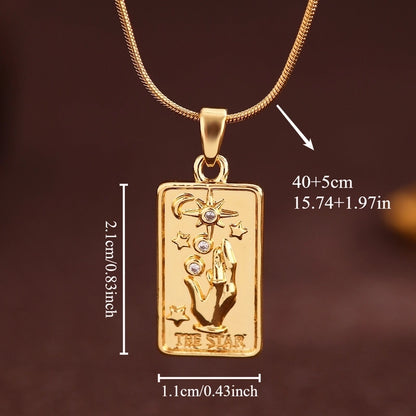 Vintage Style Minimalist Sun Moon Titanium Steel Copper Plating Pendant Necklace