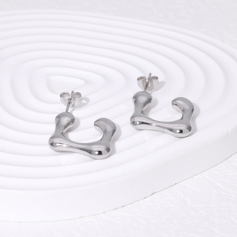 Luxurious Irregular Stainless Steel Electroplating Stud Earrings