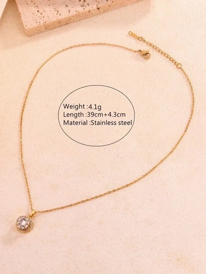 Casual Christmas Streetwear Round Christmas Tree Snowflake 304 Stainless Steel Pendant Necklace