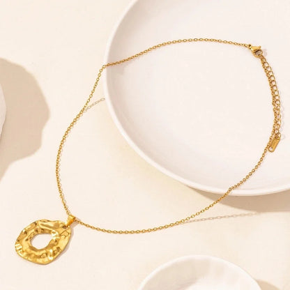 Minimalist Geometric Round 304 Stainless Steel Plating Pendant Necklace