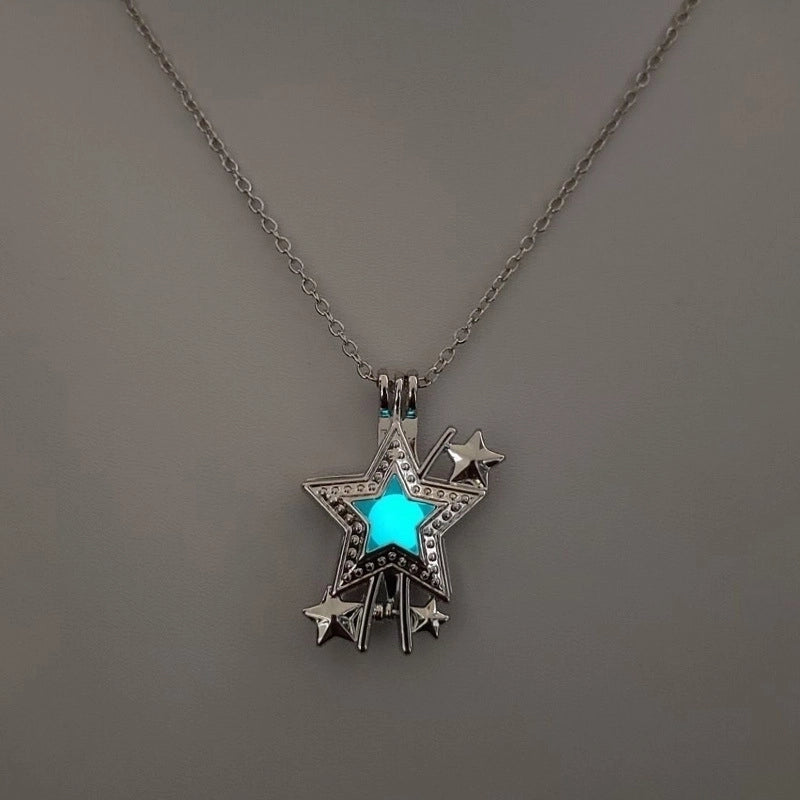 Luminous Hollow Diy Cage Christmas Tree Women's Necklace