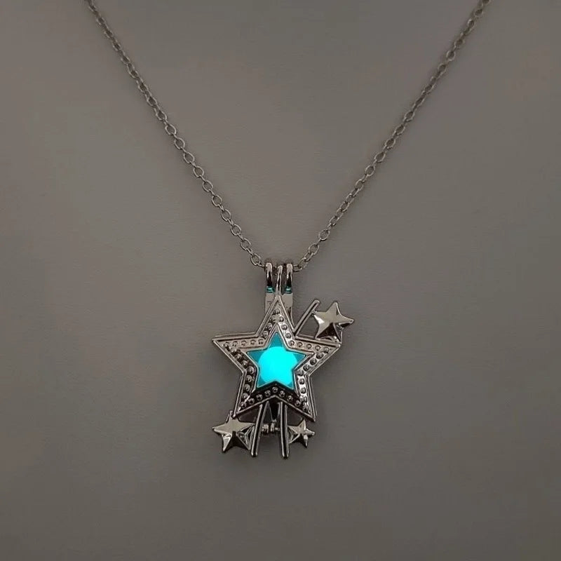 Luminous Hollow Diy Cage Christmas Tree Women's Necklace