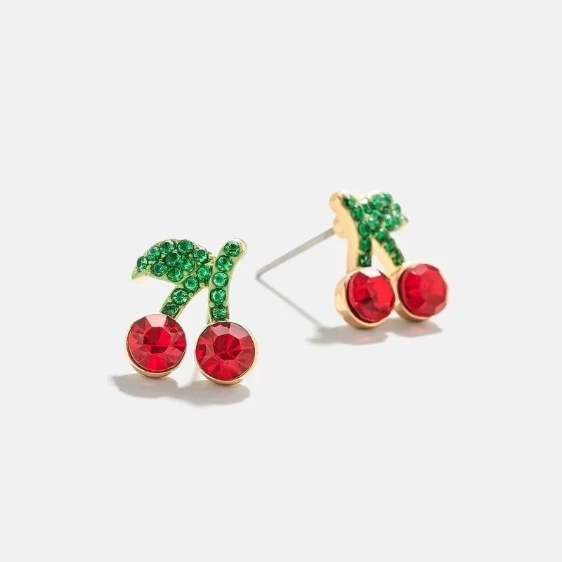 1 Pair Minimalist Classic Style Streetwear Cherry Plating Copper Zircon Gold Plated Ear Studs