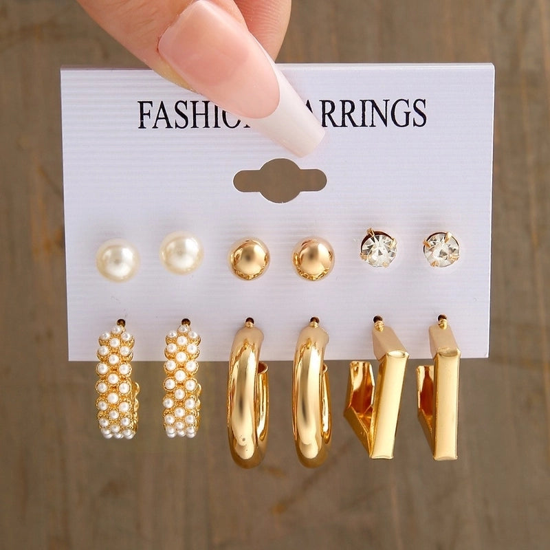 1 Set Modern Style C Shape Round Butterfly Enamel Plating Artificial Pearl Alloy Earrings Ear Studs