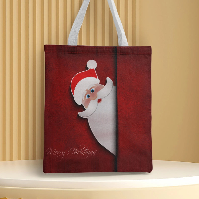 Christmas Unisex Polyester Christmas House Christmas Tree Santa Claus Cute Square Open Handbag