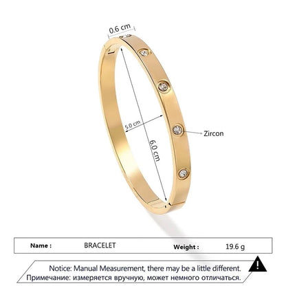 Casual Minimalist Streetwear Geometric 304 Stainless Steel Zircon Bangle In Bulk