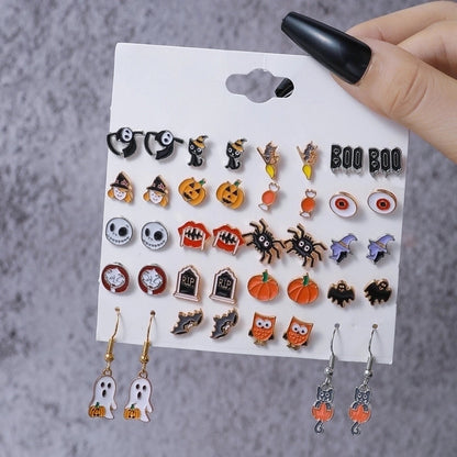 2 Pieces Retro Cartoon Eye Plating Alloy Drop Earrings Ear Studs
