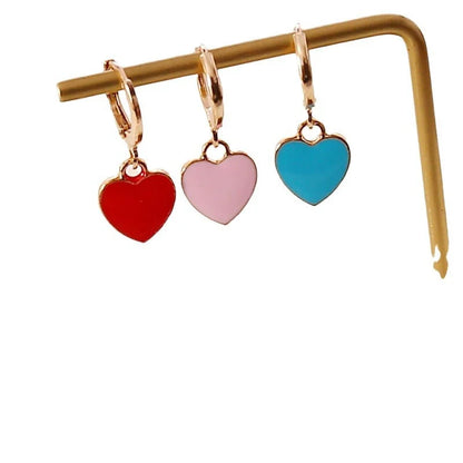 Fashion Heart Alloy Oil Dripping Stud Earrings
