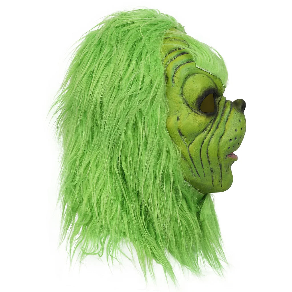 Mask 2023 Christmas Green Furry Monster Gloves Cosplay Santa Hat The Grinch