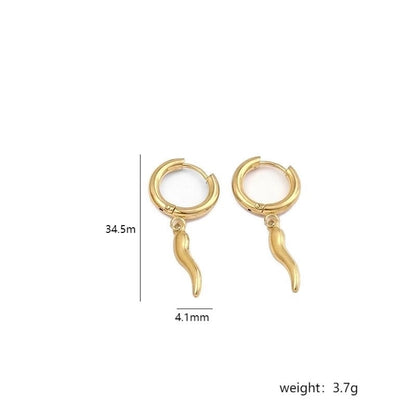 Stainless Steel 18K Gold Plated Minimalist Plating Chili Drop Earrings