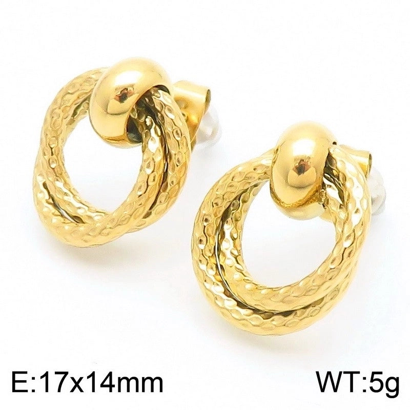 1 Pair Vintage Style Geometric Plating 304 Stainless Steel 18K Gold Plated Ear Studs
