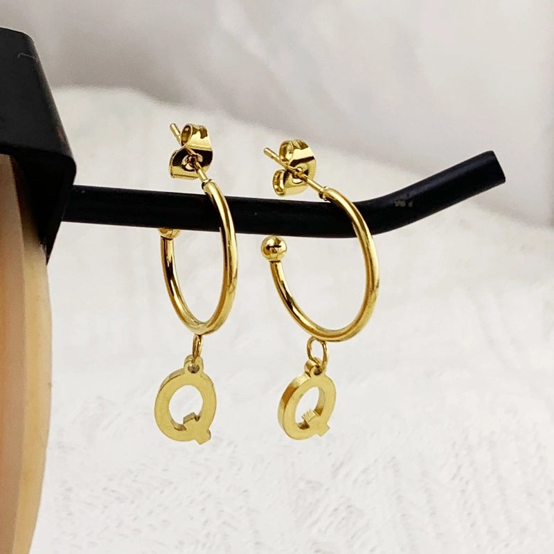 1 Pair Minimalist C Shape Letter Plating 304 Stainless Steel 18K Gold Plated Drop Earrings