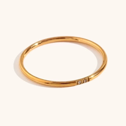 Basic Minimalist Classic Style Solid Color 304 Stainless Steel Rhinestones 18K Gold Plated Plating Inlay Rings