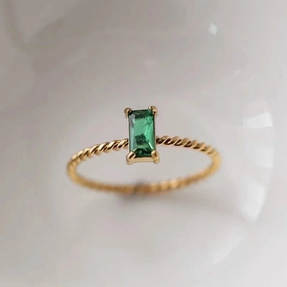 Minimalist Geometric Titanium Steel Inlay Zircon Rings 1 Piece