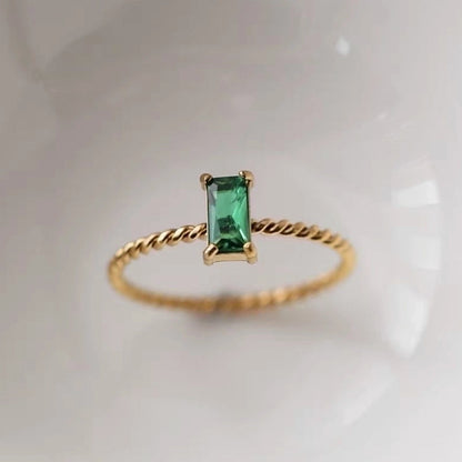 Minimalist Geometric Titanium Steel Inlay Zircon Rings 1 Piece