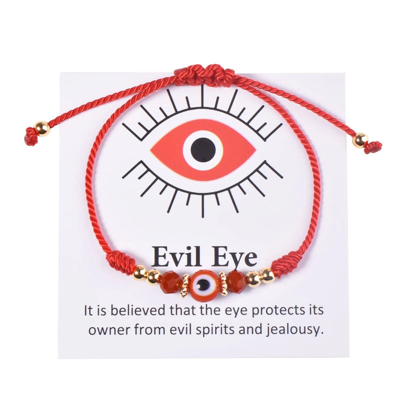 Evil Eye Bracelet Evil Eye Girl Gift Crystal Beads Woven Bracelet Red Devil Eye Bracelet