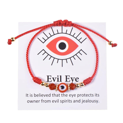 Evil Eye Bracelet Evil Eye Girl Gift Crystal Beads Woven Bracelet Red Devil Eye Bracelet