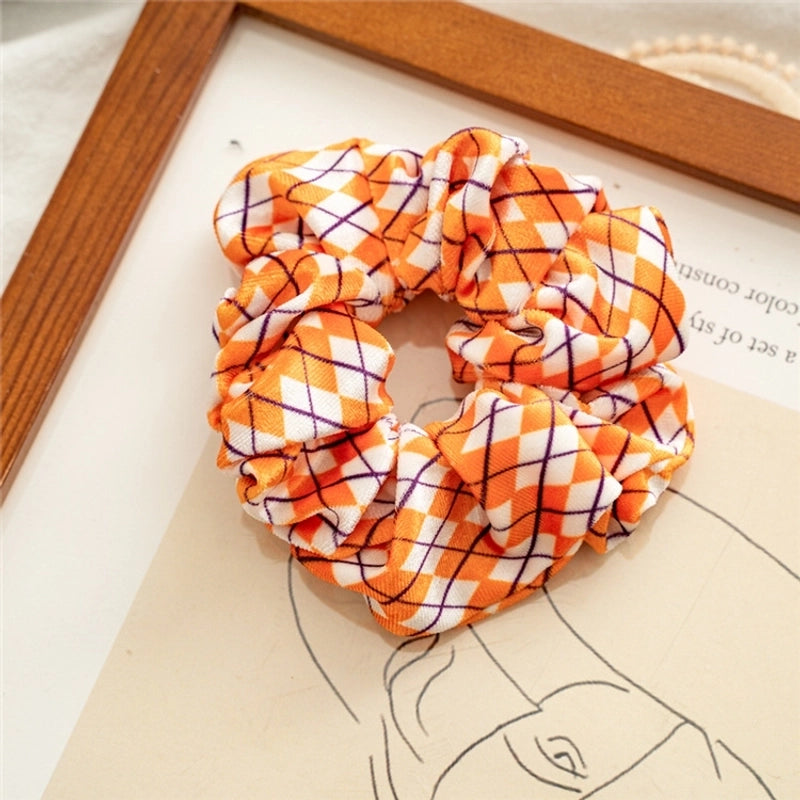 Halloween Fashion Women'S Pumpkin Heart Shape Flannel Printing Hair Tie
