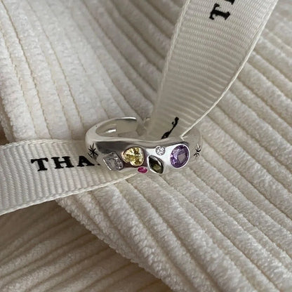 Elegant Heart Shape Butterfly Copper Irregular Inlay Zircon Rings