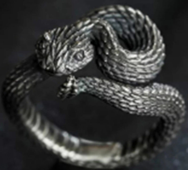 Retro Cool Style Snake Skull Alloy Plating Open Ring